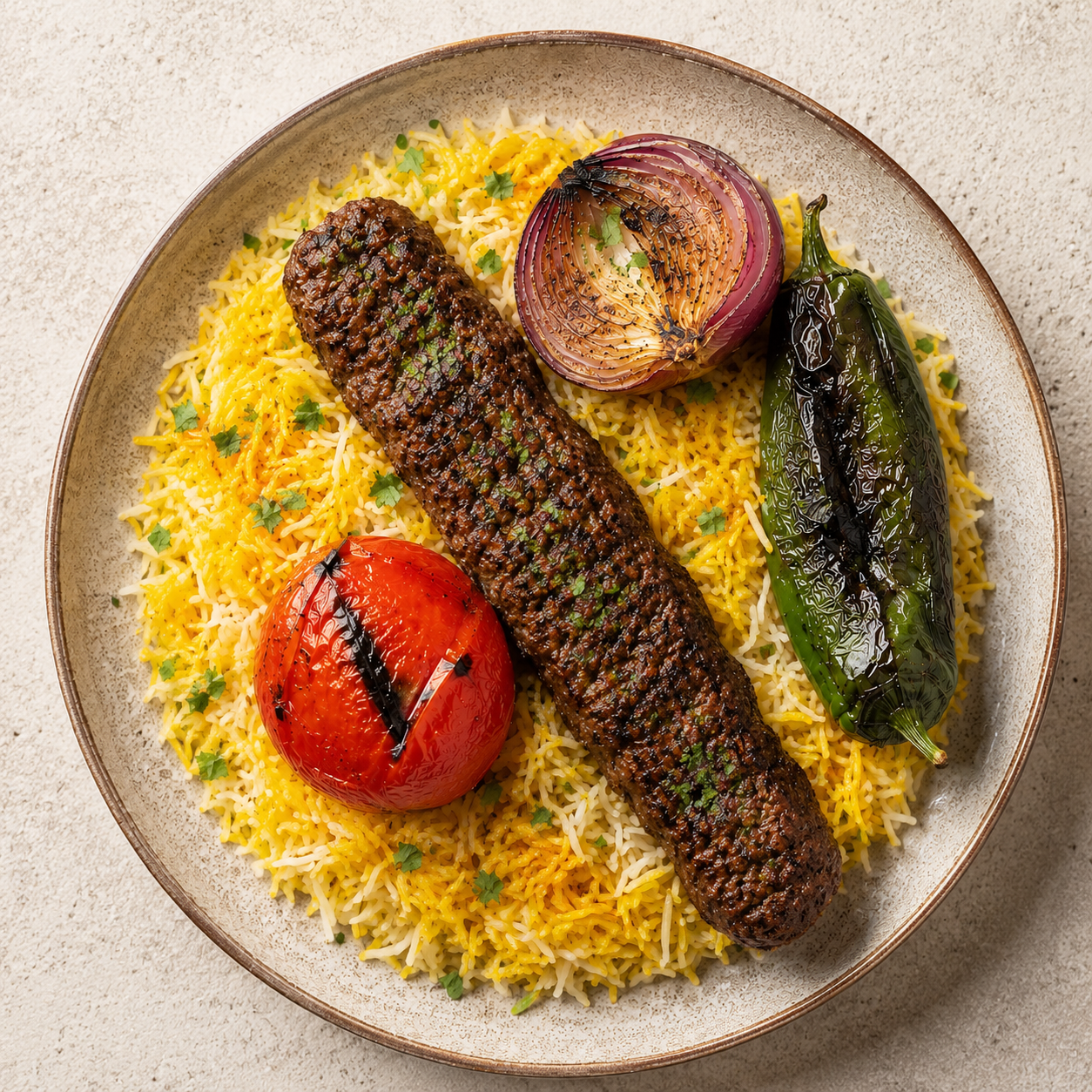 Kabob Koobideh & Riz au Safran